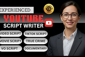 be youtube script writer, video script writing, voice over script, true crime