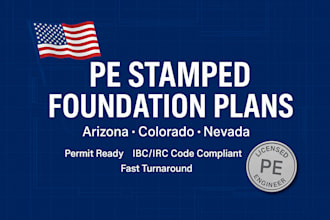 pe stamp foundation plans for permit in arizona, colorado, nevada, framing,beam