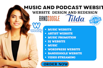 design music website, youtube podcast, bandzoogle website, video streaming