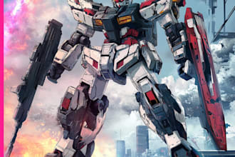 draw gundam, transformers, mecha robot in anime manga style