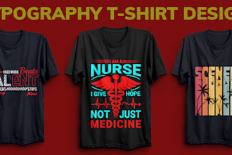 custom typography t shirt design for pod
