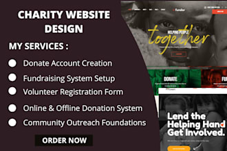 build charity website, non profit website, ngo website, and donation website