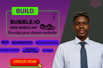 build custom bubble io web app mvp or saas with no code