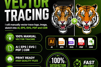 manually vector trace logo, image, sketch into al, eps,cdr