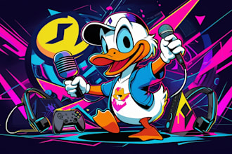 make amazing duck rock singer logo with unlimited revisions