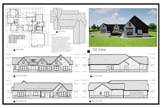 draw architectural blueprint drawing, floor plan, elevation in autocad, sketchup