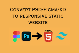 convert your PSD, figma, or xd design into clean and responsive HTML website