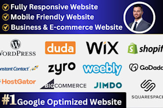 do website design on shopify, wix, wordpress, ecwid, weebly duda website builder