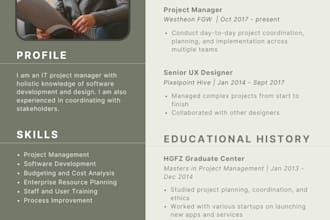 design a professional resume, CV and portfolio