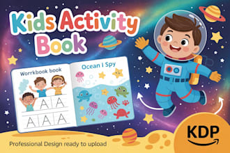 design kids activity books, coloring pages, handwriting workbooks for KDP