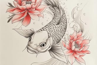 custom drawing your traditional japanese tattoo design