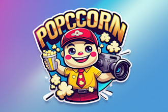 make unique popcorn cameraman logo with free vector files