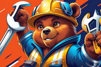 do awesome bear construction logo for your business