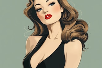 draw a pin up girl and pin up girl illustration
