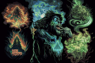 do amazing art of stoner, psychedelic, weed unique style