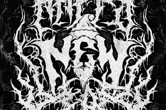 draw black brutal horror heavy, core death metal logo design for t shirt or band