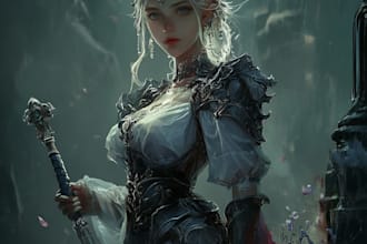 draw dnd party art,  and fantasy characters illustration