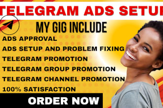 fix all telegram ads setup, telegram ads approval setup and management