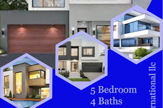 design modern real estate flyer, brochure and postcard