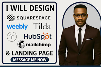 design squarspace weebly tilda hubspot mailchimp and landing page