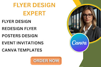 design custom flyers for event, business, and product promotion on canva