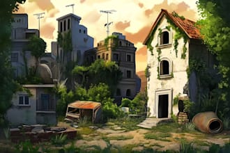do a landscape design, environment concept art of your idea