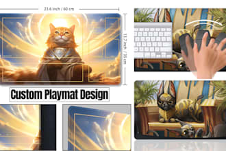custom playmat design for card game, mousepad deskmat, card box mockup