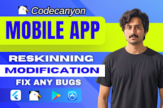 reskin, rebrand and customize codecanyon flutter app, admin panel, ads, payments