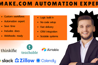 make com thinkific teachable airtable slack crm zillow twillio acuity expert