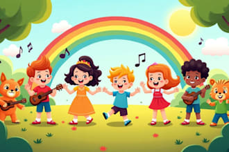 produce an interesting nursery rhyme, educational song kids song or cartoon song