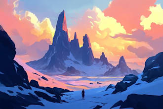 do  concept art, game art asset, fantasy landscape character