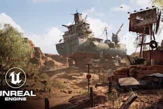 do a terrain 3d unreal engine game environment, stunning city in open world map