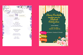 design digital wedding cards, invitations and banners