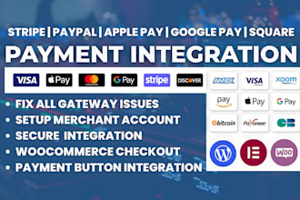setup and integrate stripe, paypal, apple pay payment gateway in wordpress fast