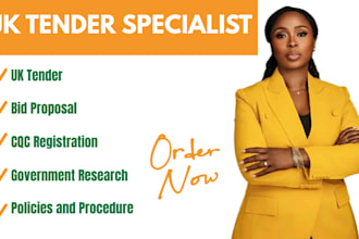 do UK tender, cqc registration, business plan grant proposal government contract