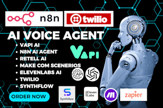 ai voice agent make com vapi ai, synthflow ai retell ai, twilio api integration