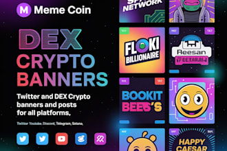 design your crypto meme coin twitter x banner, dex screener ad banner