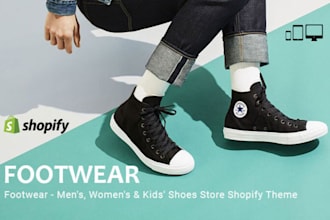 design a sleek shopify footwear store, sneaker website, or online shoe store