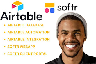 setup airtable,airtable database,airtable automation, softr webapp, softr design