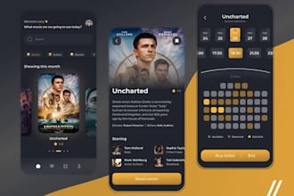 cinema ticket booking app, video sharing app, photo sharing app, music app