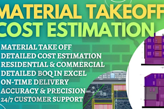 do mep takeoff and cost estimate for hvac, mechanical, electrical, plumbing, boq