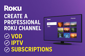 build a custom roku channel with vod, iptv and subscription features