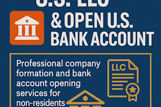 register your US llc and assist with ein, itin, bank account setup