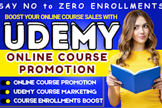 promote udemy online course promotion, online course marketing enrollments boost