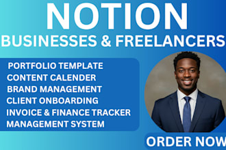 setup notion dashboard, template and workspace for businesses, brand and clients