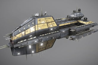 create 3d spaceship model cad 3d model unreal engine hard surface model for game