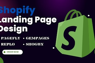 do shopify landing page design, replo gempages pagefly shogun one product store