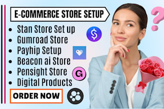 setup stan store, beacon ai, payhip, gumroad pensight with free digital products