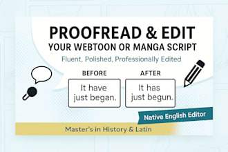 line edit proofread and format your webtoon comic manga or script