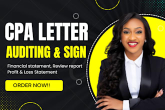 sign US audit CPA letter financial statement income verification comfort letter